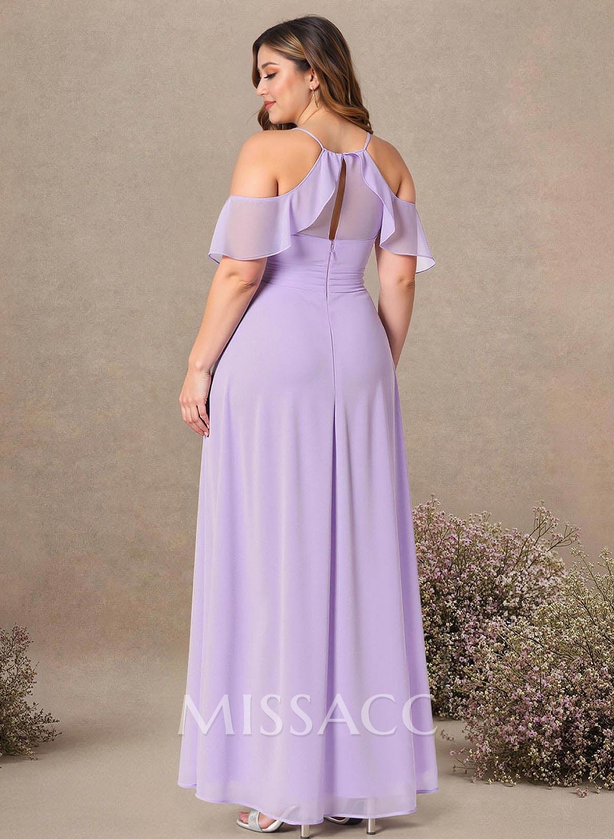 Unique Cold Shoulder A-Line Floor-Length Chiffon Bridesmaid Dresses With High Split Unique Cold Shoulder A-Line Floor-Length Chiffon Bridesmaid Dresses With High Split
