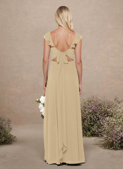 A-Line Sweetheart Floor-Length Chiffon Bridesmaid With Shoulder Ruffle