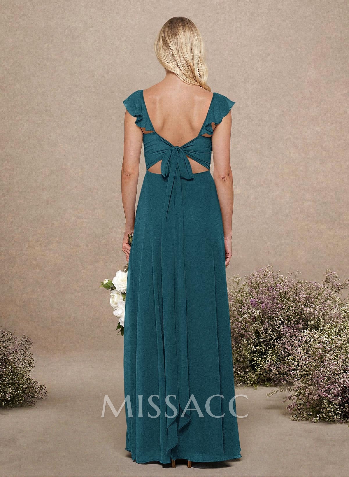 A-Line Sweetheart Floor-Length Chiffon Bridesmaid With Shoulder Ruffle A-Line Sweetheart Floor-Length Chiffon Bridesmaid With Shoulder Ruffle