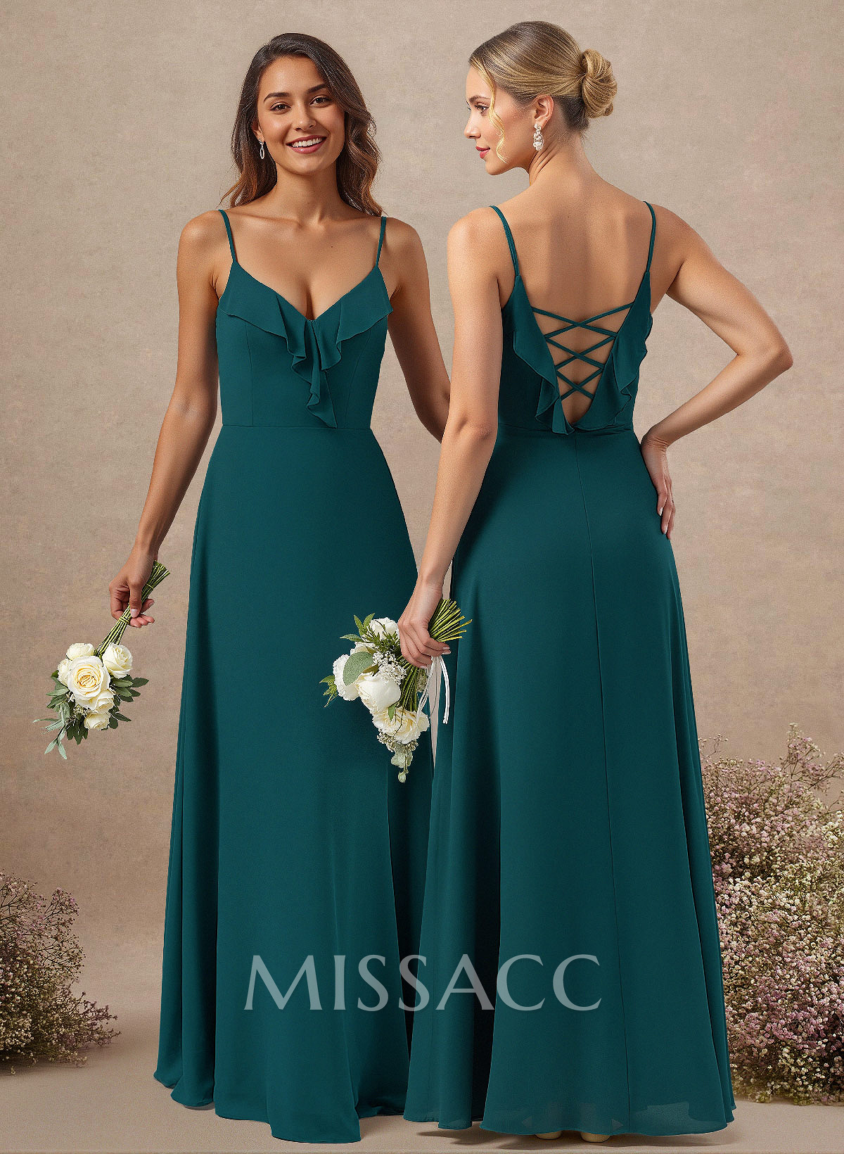 A-Line Floor-Length Chiffon Bridesmaid With Ruffle