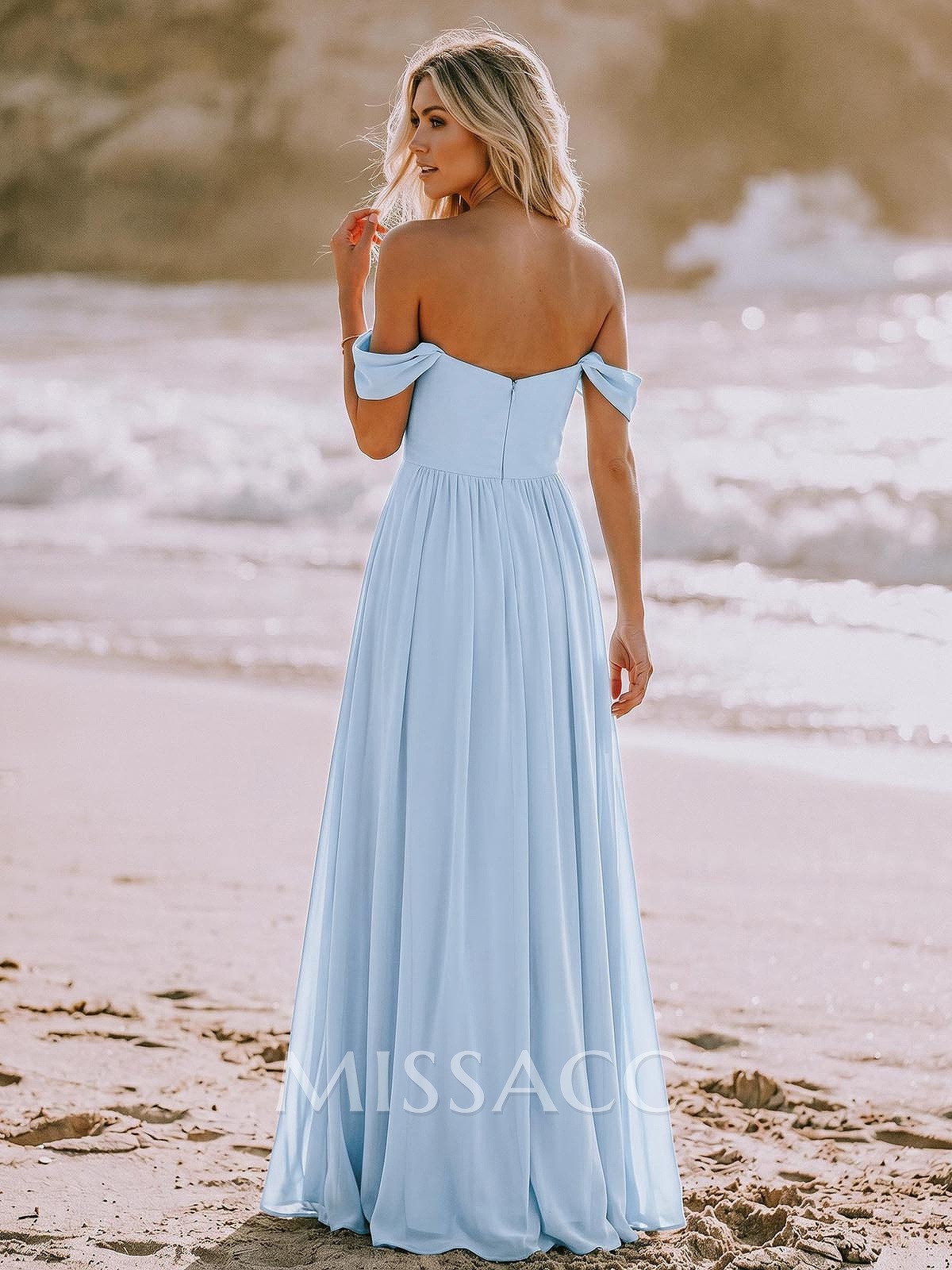 Elegant Off-The-Shoulder A-Line Chiffon Bridesmaid Dresses With High Split