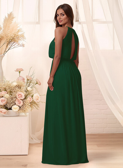 Elegant Halter Floor-Length Chiffon Bridesmaid