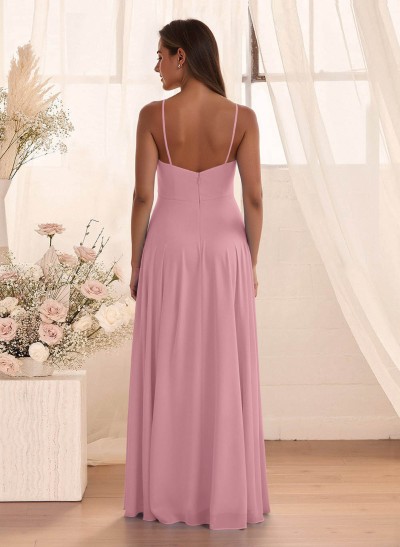 Classic Floor-Length Chiffon Bridesmaid With Split Front