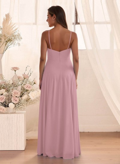 Classic Floor-Length Chiffon Bridesmaid With Split Front