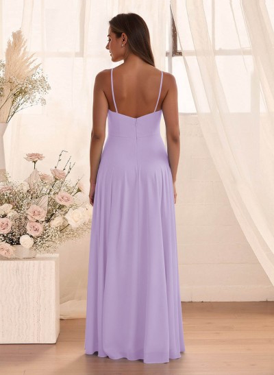 Classic Floor-Length Chiffon Bridesmaid With Split Front