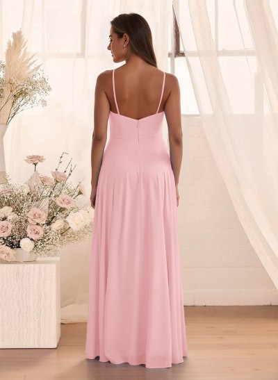Classic Floor-Length Chiffon Bridesmaid With Split Front