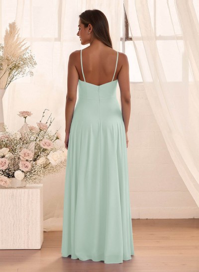 Classic Floor-Length Chiffon Bridesmaid With Split Front
