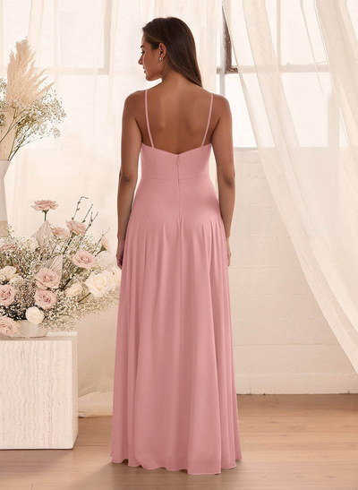 Classic Floor-Length Chiffon Bridesmaid With Split Front