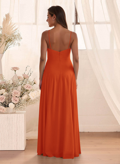 Classic Floor-Length Chiffon Bridesmaid With Split Front