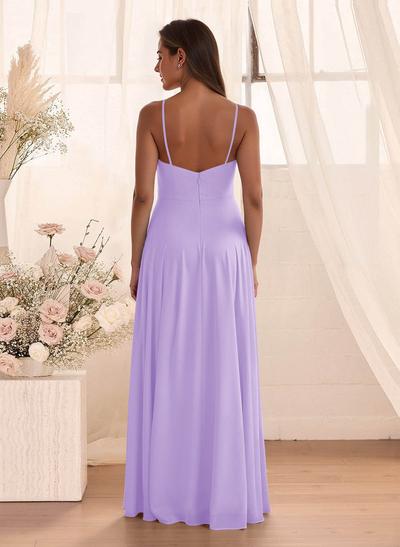 Classic Floor-Length Chiffon Bridesmaid With Split Front