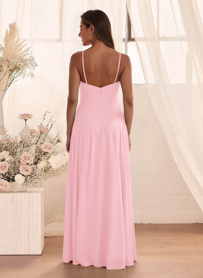 Classic Floor-Length Chiffon Bridesmaid With Split Front