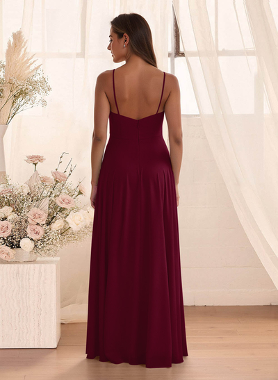 Classic Floor-Length Chiffon Bridesmaid With Split Front