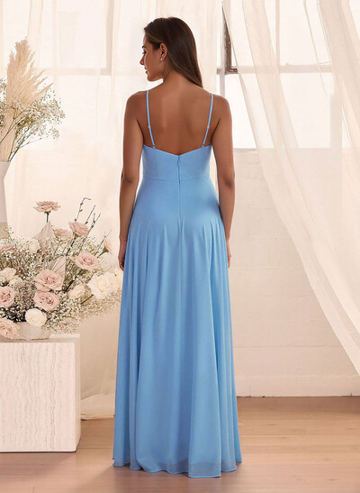 Classic Floor-Length Chiffon Bridesmaid With Split Front