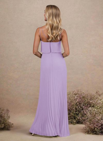 Elegant V-Neck Pleated A-Line Floor-Length Chiffon Bridesmaid Dresses