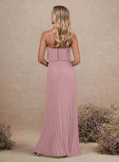 Elegant V-Neck Pleated A-Line Floor-Length Chiffon Bridesmaid Dresses