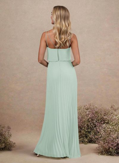 Elegant V-Neck Pleated A-Line Floor-Length Chiffon Bridesmaid Dresses