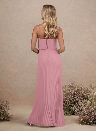 Elegant V-Neck Pleated A-Line Floor-Length Chiffon Bridesmaid Dresses