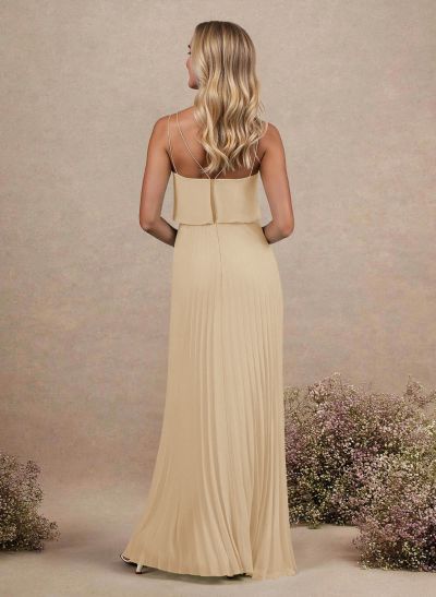 Elegant V-Neck Pleated A-Line Floor-Length Chiffon Bridesmaid Dresses
