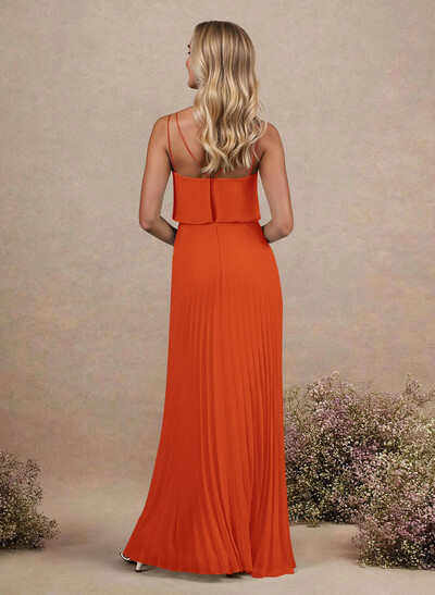 Elegant V-Neck Pleated A-Line Floor-Length Chiffon Bridesmaid Dresses