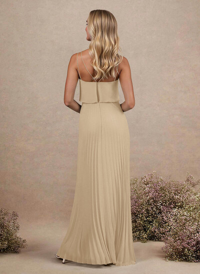 Elegant V-Neck Pleated A-Line Floor-Length Chiffon Bridesmaid Dresses
