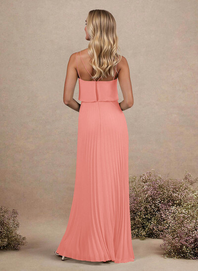 Elegant V-Neck Pleated A-Line Floor-Length Chiffon Bridesmaid Dresses