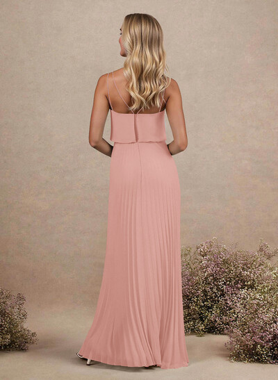 Elegant V-Neck Pleated A-Line Floor-Length Chiffon Bridesmaid Dresses