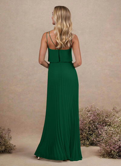 Elegant V-Neck Pleated A-Line Floor-Length Chiffon Bridesmaid Dresses