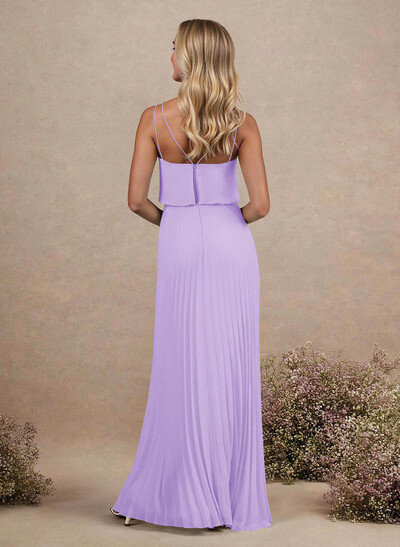 Elegant V-Neck Pleated A-Line Floor-Length Chiffon Bridesmaid Dresses