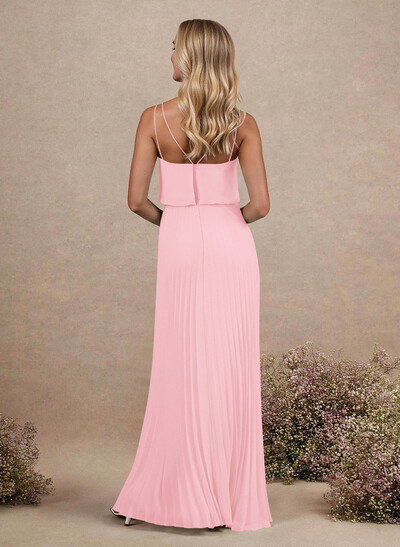 Elegant V-Neck Pleated A-Line Floor-Length Chiffon Bridesmaid Dresses