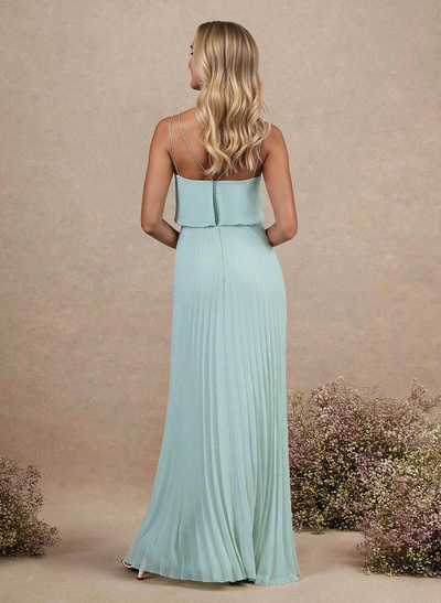Elegant V-Neck Pleated A-Line Floor-Length Chiffon Bridesmaid Dresses