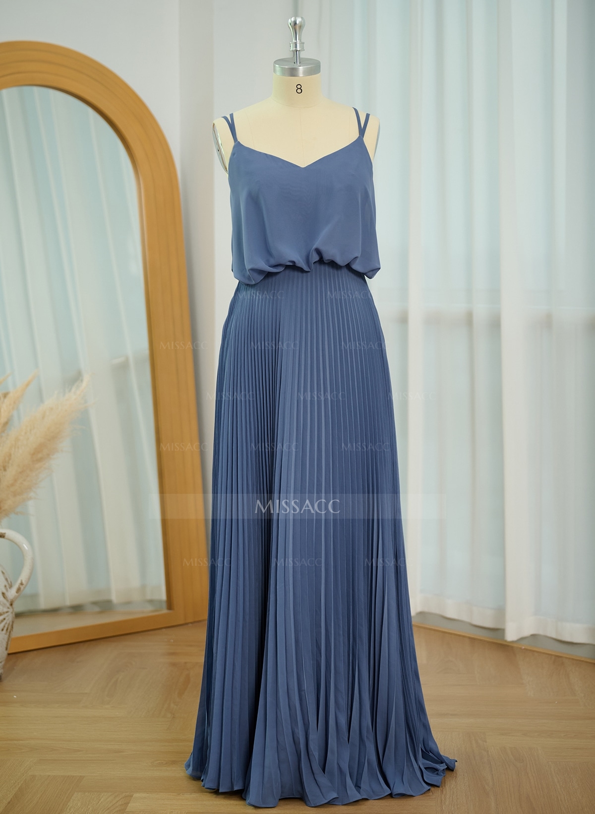 Elegant V-Neck Pleated A-Line Floor-Length Chiffon Bridesmaid Dresses