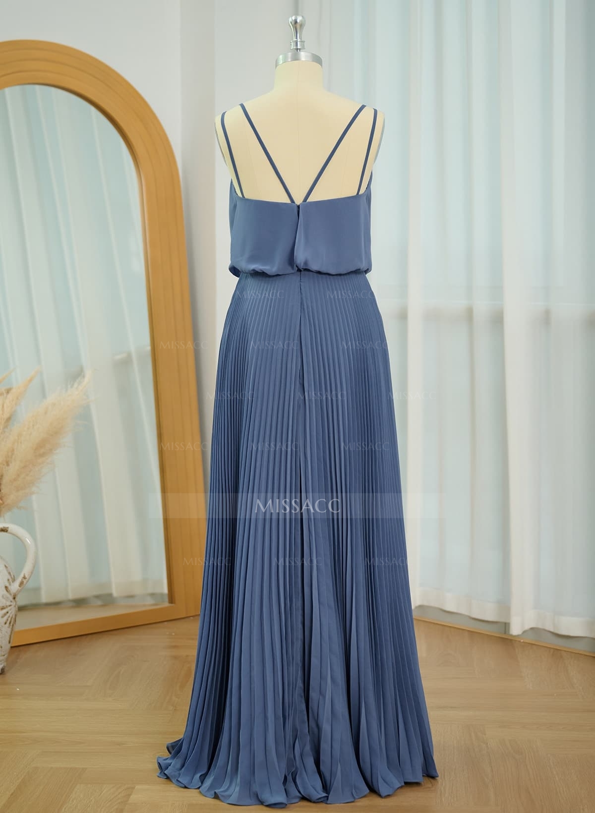 Elegant V-Neck Pleated A-Line Floor-Length Chiffon Bridesmaid Dresses