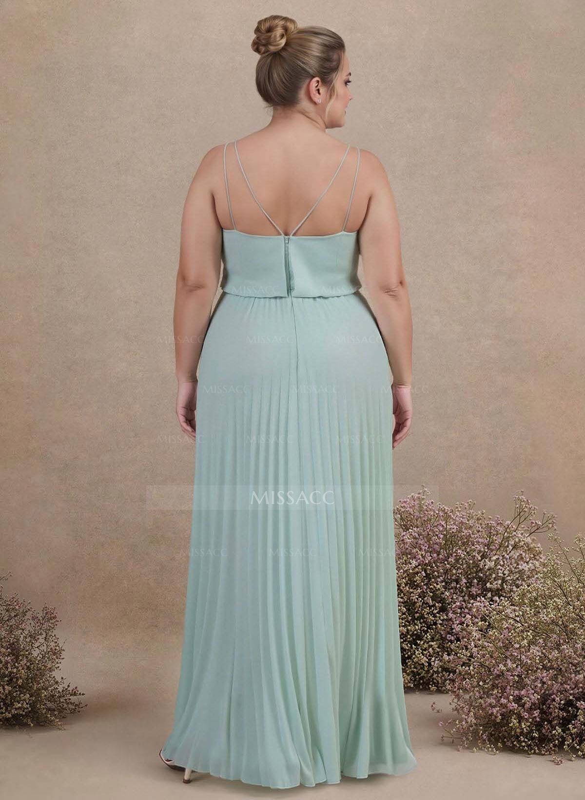 Elegant V-Neck Pleated A-Line Floor-Length Chiffon Bridesmaid Dresses