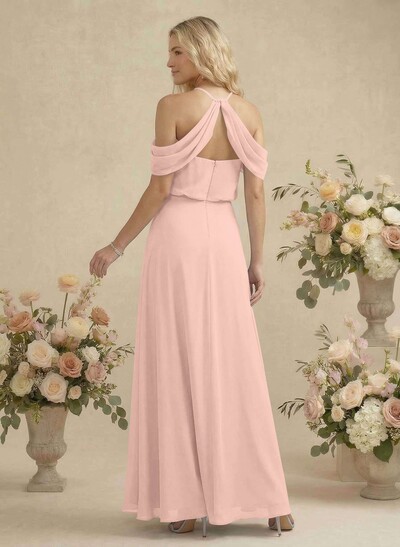 Classic Halter A-Line Floor-Length Chiffon Bridesmaid Dresses