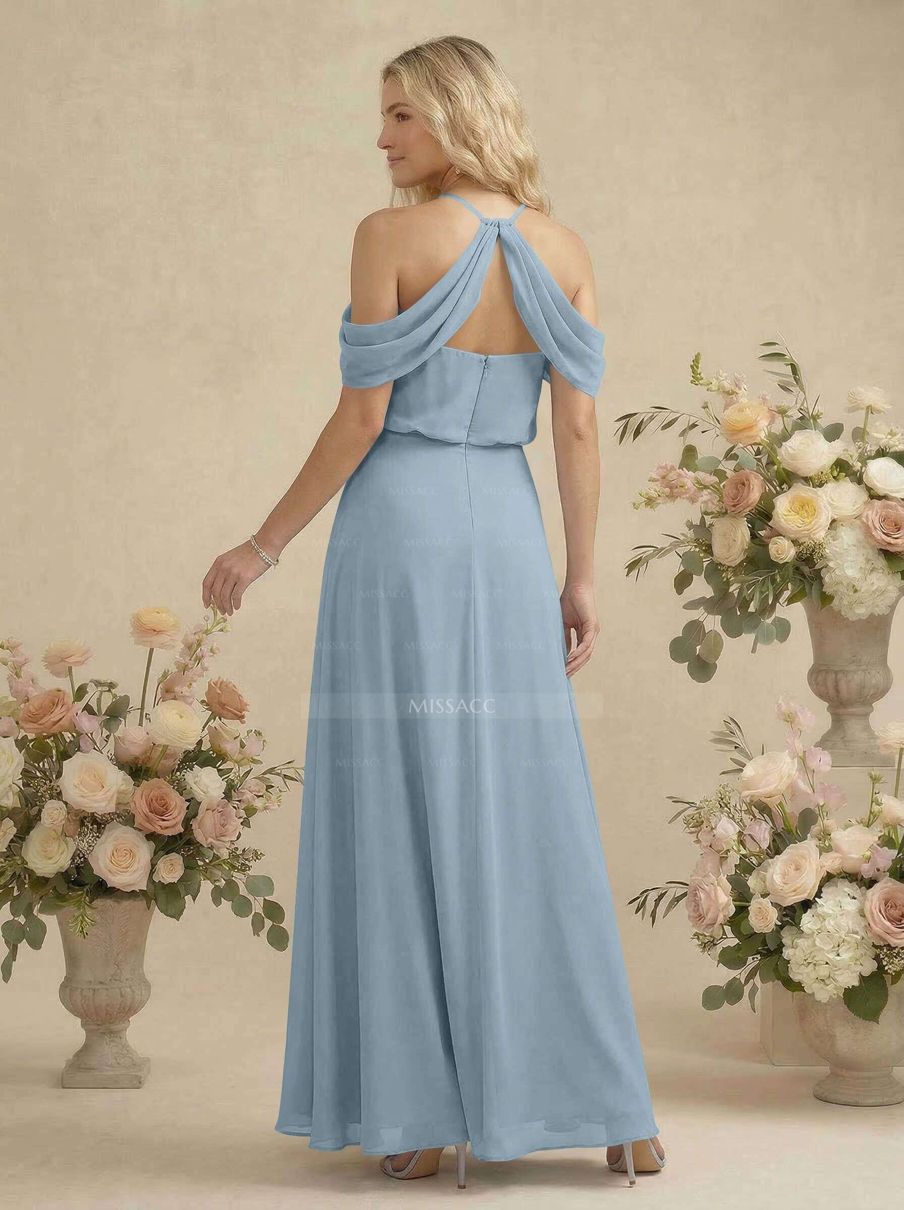 Classic Halter A-Line Floor-Length Chiffon Bridesmaid Dresses