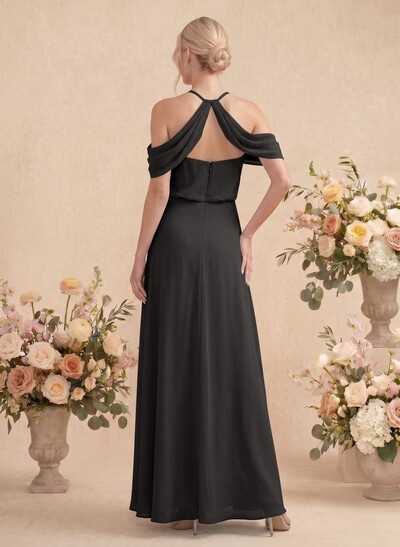 Classic Halter A-Line Floor-Length Chiffon Bridesmaid Dresses