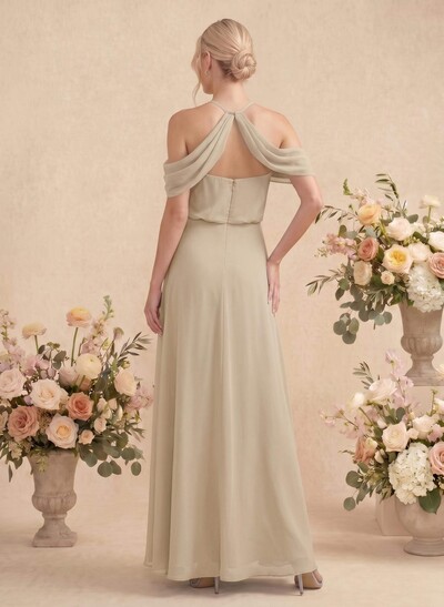 Classic Halter A-Line Floor-Length Chiffon Bridesmaid Dresses