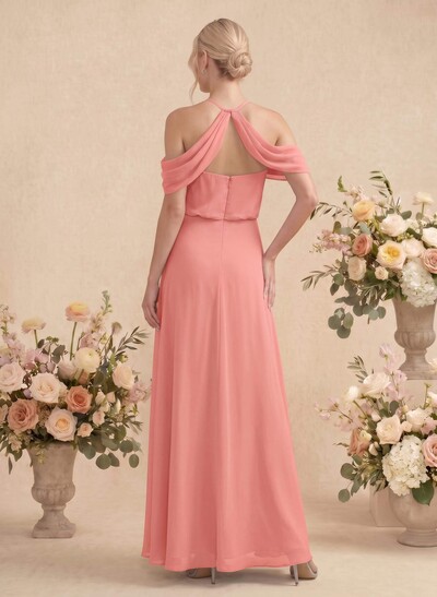 Classic Halter A-Line Floor-Length Chiffon Bridesmaid Dresses