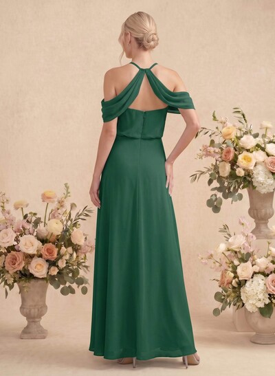 Classic Halter A-Line Floor-Length Chiffon Bridesmaid Dresses