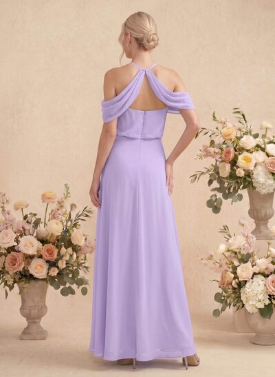 Classic Halter A-Line Floor-Length Chiffon Bridesmaid Dresses