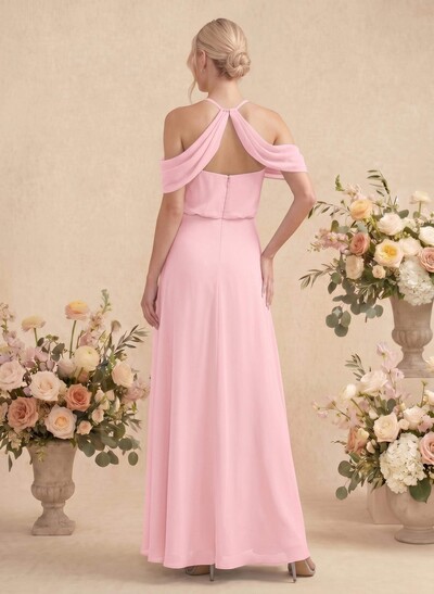 Classic Halter A-Line Floor-Length Chiffon Bridesmaid Dresses