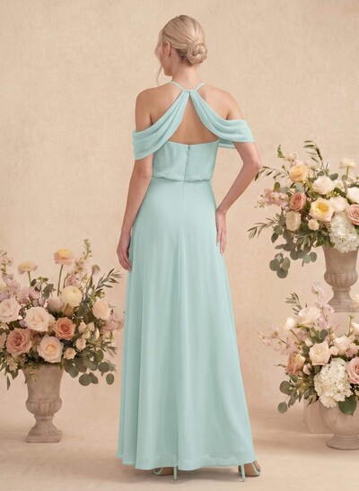 Classic Halter A-Line Floor-Length Chiffon Bridesmaid Dresses