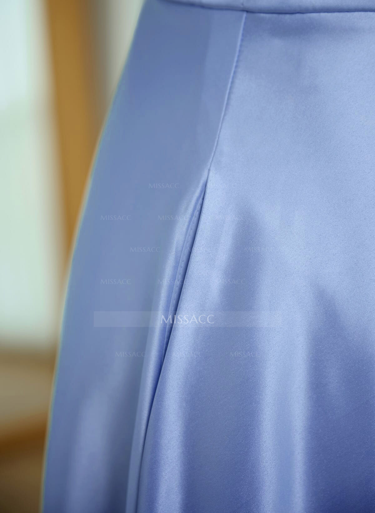 Classic One-Shoulder A-Line High Split Floor-Length Satin Bridesmaid Dresses