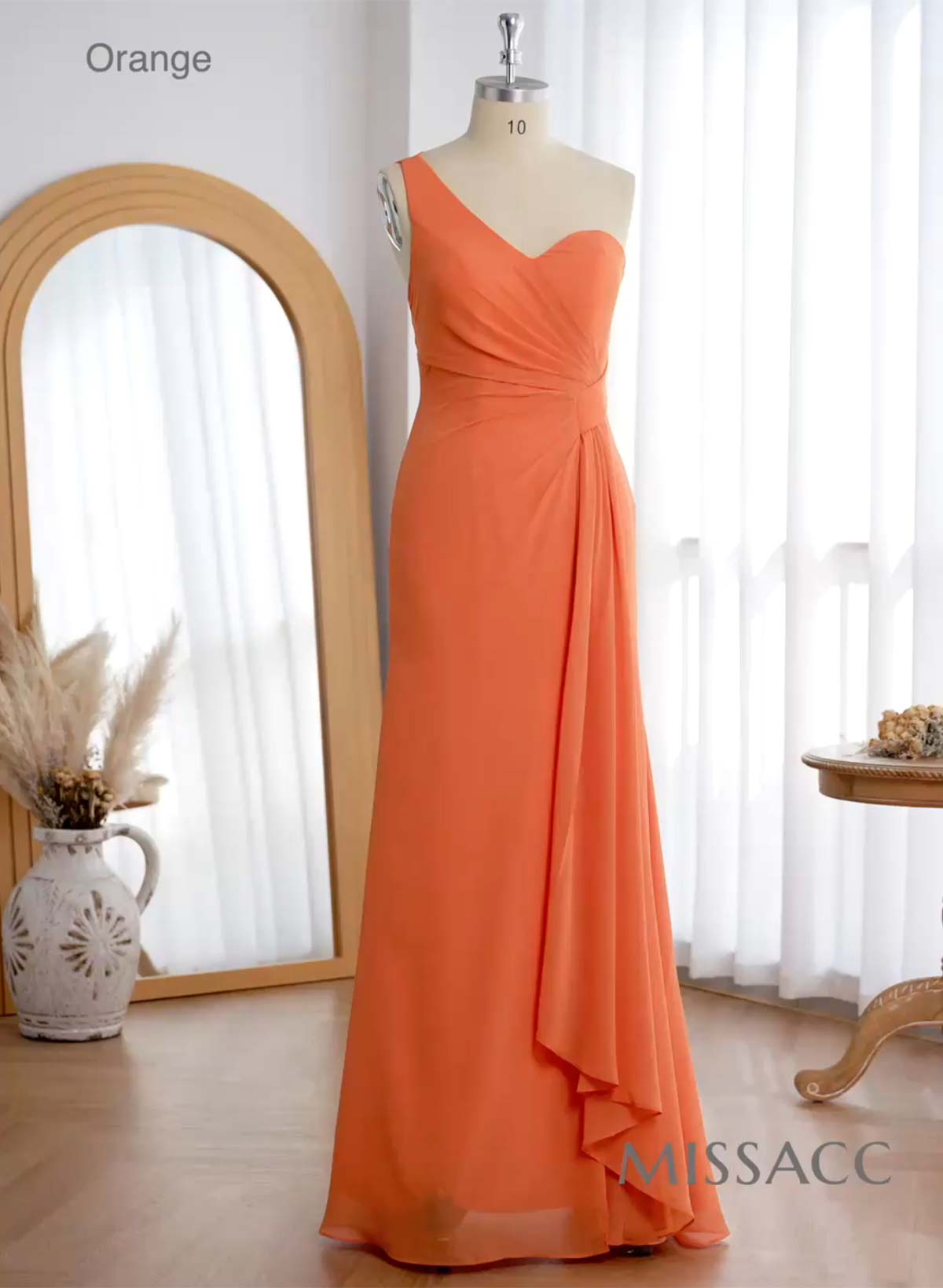 Flattering A-Line One-Shoulder Chiffon Bridesmaid With Split Front
