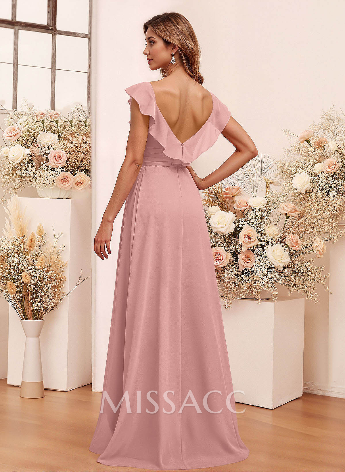 Elegant V-Neck Overskirt Floor-Length Chiffon Bridesmaid Jumpsuit/Pantsuit Elegant V-Neck Overskirt Floor-Length Chiffon Bridesmaid Jumpsuit/Pantsuit