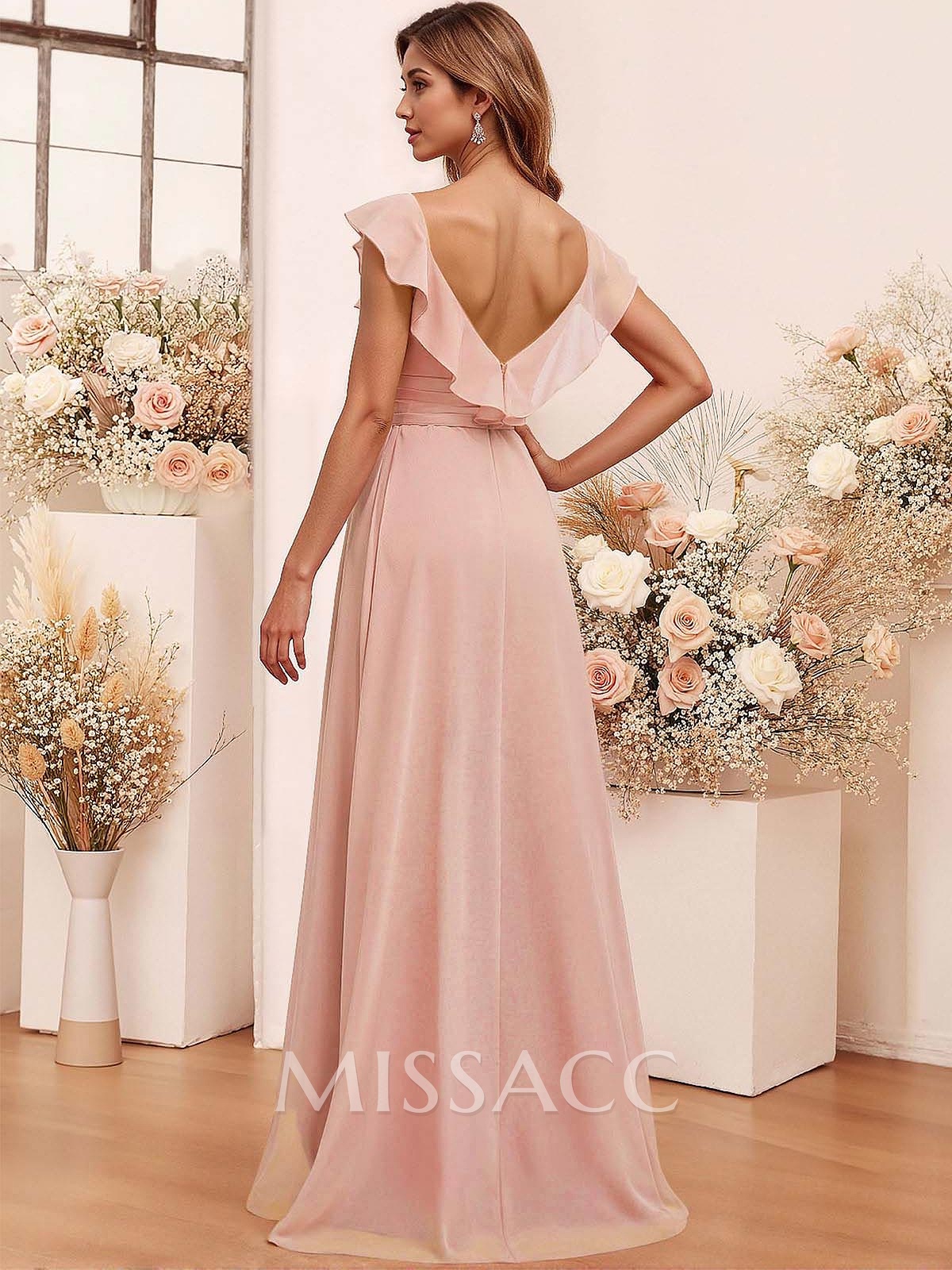 Elegant V-Neck Overskirt Floor-Length Chiffon Bridesmaid Jumpsuit/Pantsuit Elegant V-Neck Overskirt Floor-Length Chiffon Bridesmaid Jumpsuit/Pantsuit