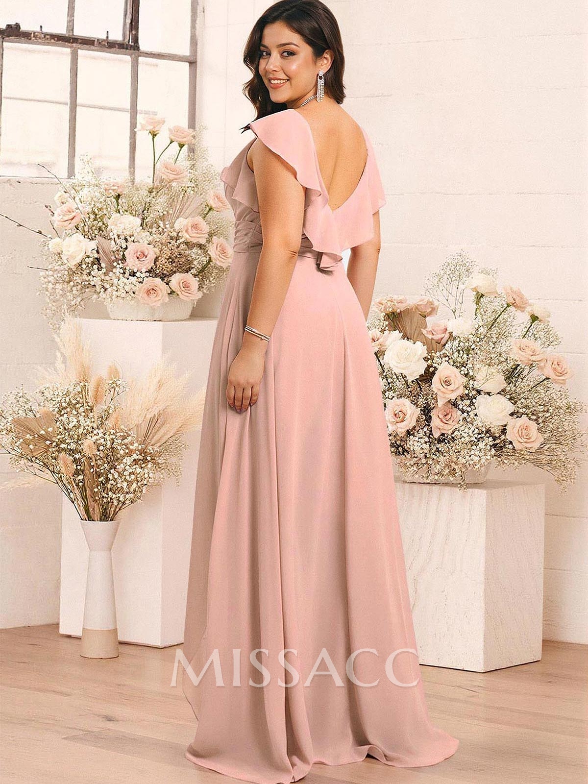 Elegant V-Neck Overskirt Floor-Length Chiffon Bridesmaid Jumpsuit/Pantsuit Elegant V-Neck Overskirt Floor-Length Chiffon Bridesmaid Jumpsuit/Pantsuit