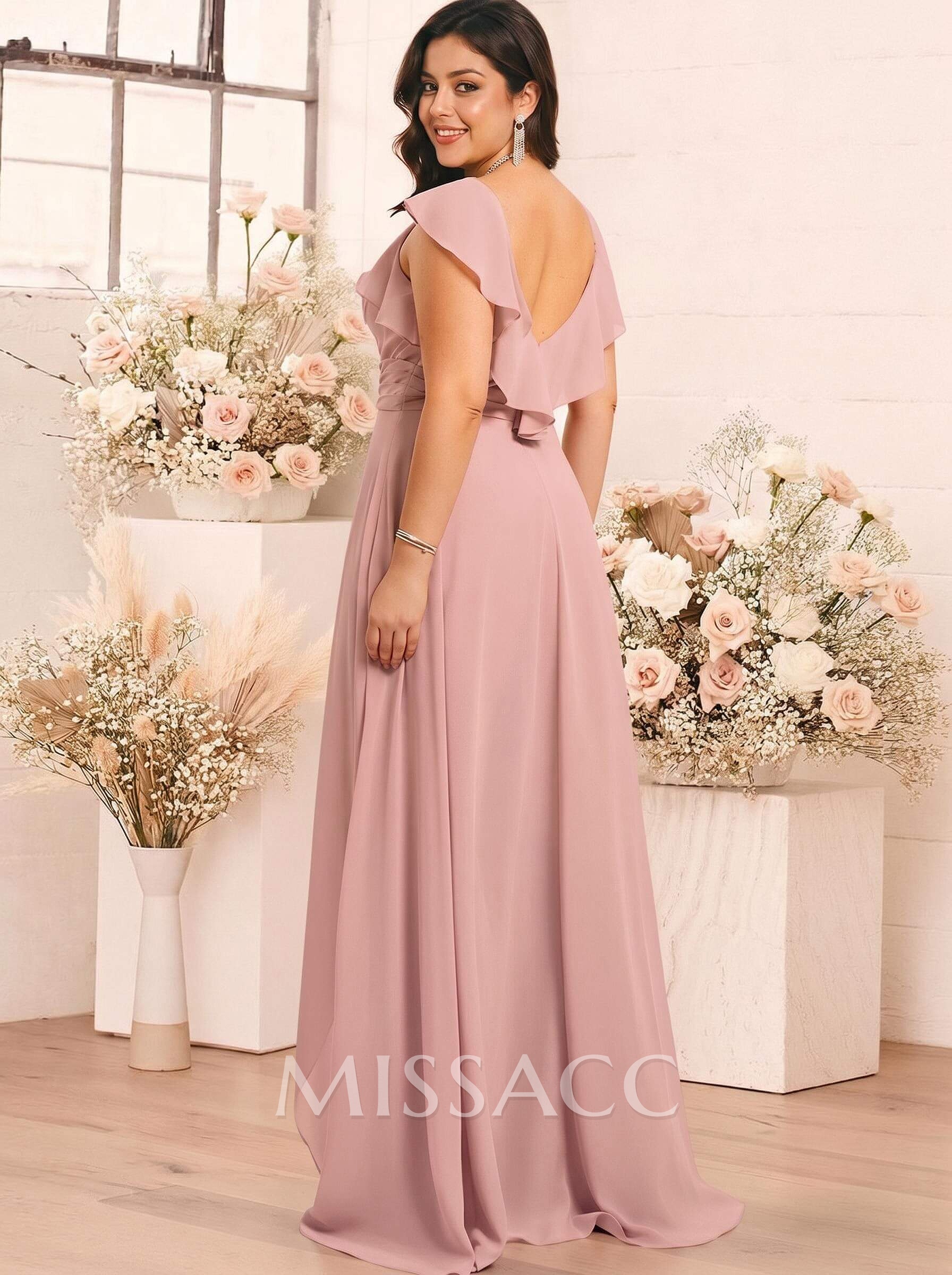 Elegant V-Neck Overskirt Floor-Length Chiffon Bridesmaid Jumpsuit/Pantsuit Elegant V-Neck Overskirt Floor-Length Chiffon Bridesmaid Jumpsuit/Pantsuit