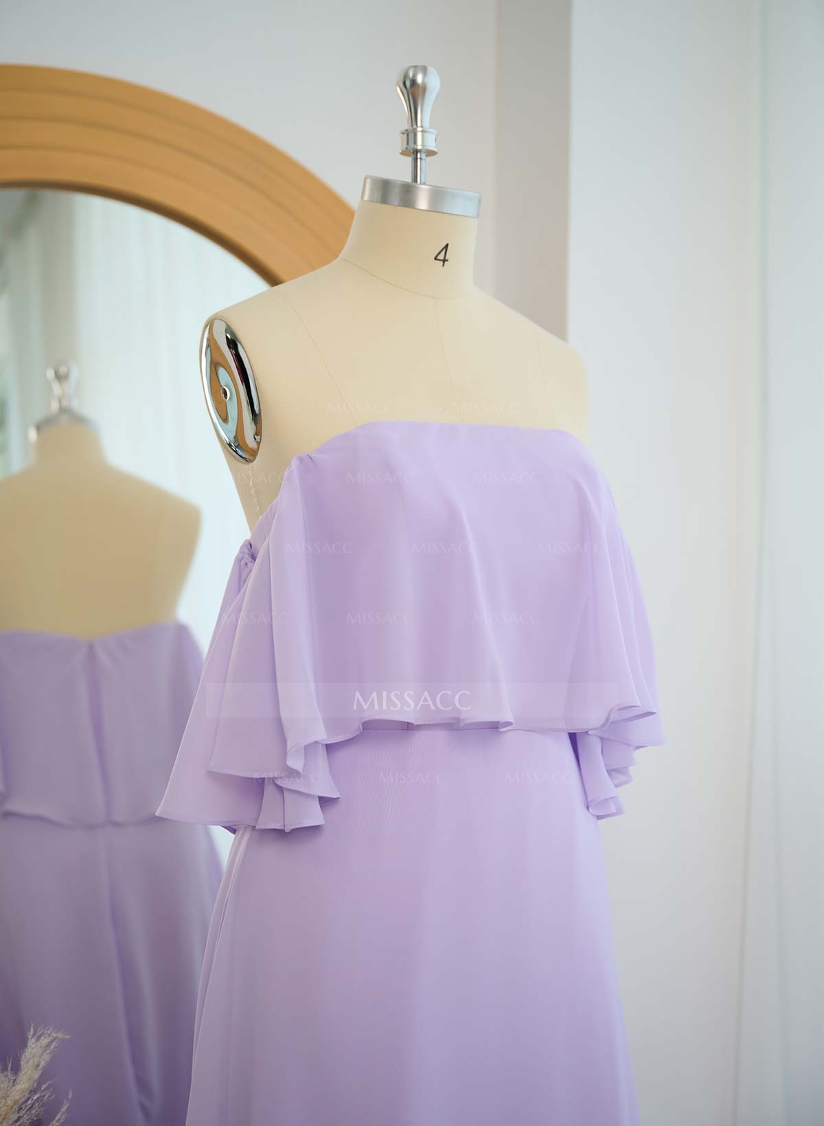 Sweet & Flow Off Shoulder Floor-Length Chiffon Bridesmaid With Ruffle