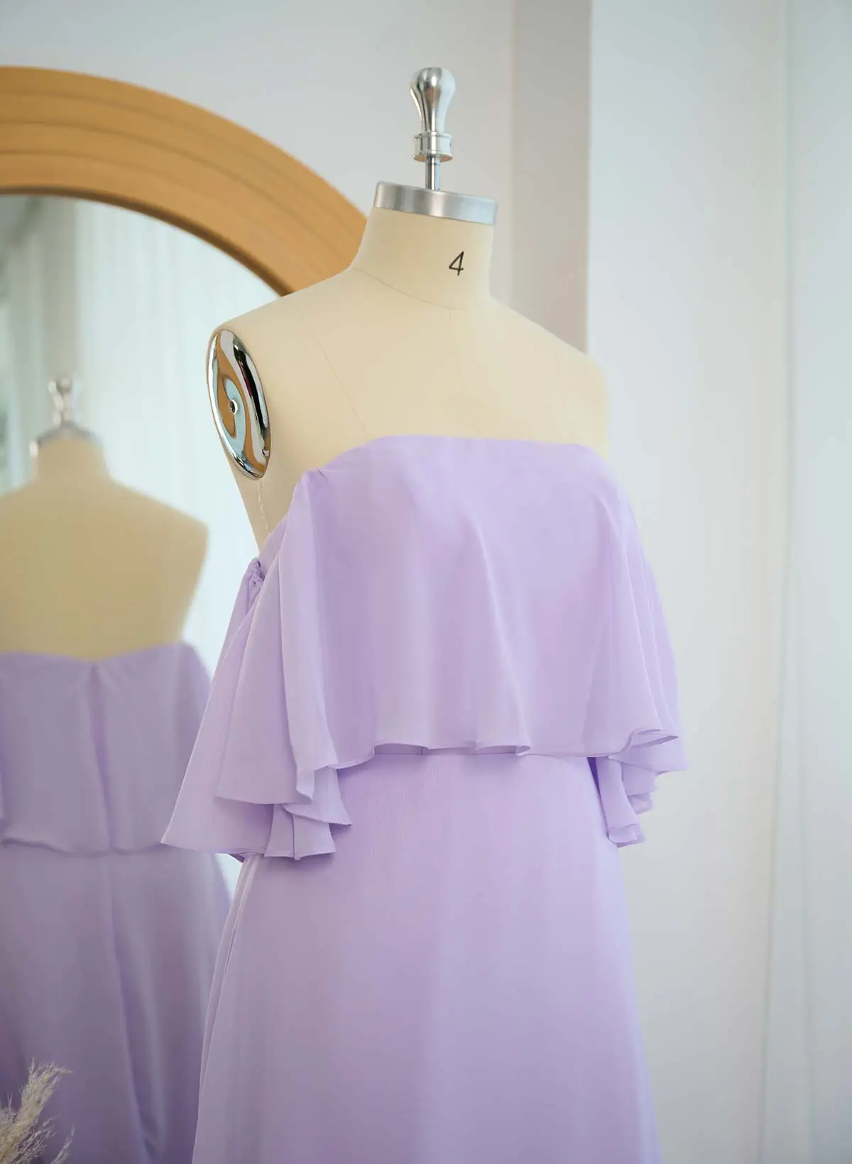 Sweet & Flow Off Shoulder Floor-Length Chiffon Bridesmaid With Ruffle